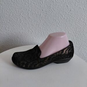 Dansko Olivia Womens Black/bronze Nubuck Loafers Comfort Shoes